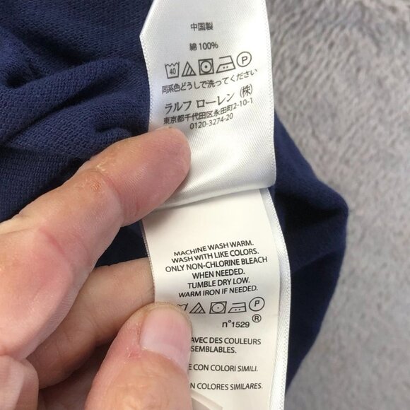 Polo Ralph Lauren Men Polo Shirt Medium Navy Custom Slim Fit Casual Cotton - Picture 10 of 15